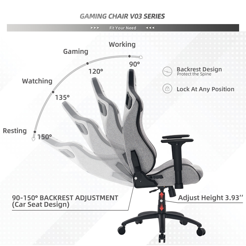 VICTORAGE Fabric Office Chair Home Chair(Grey Fabric)