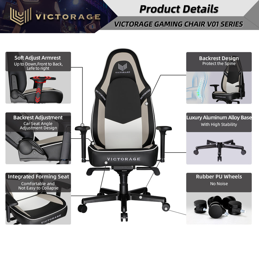 VICTORAGE  PU Leather Home Seat Office Chair(Grey)