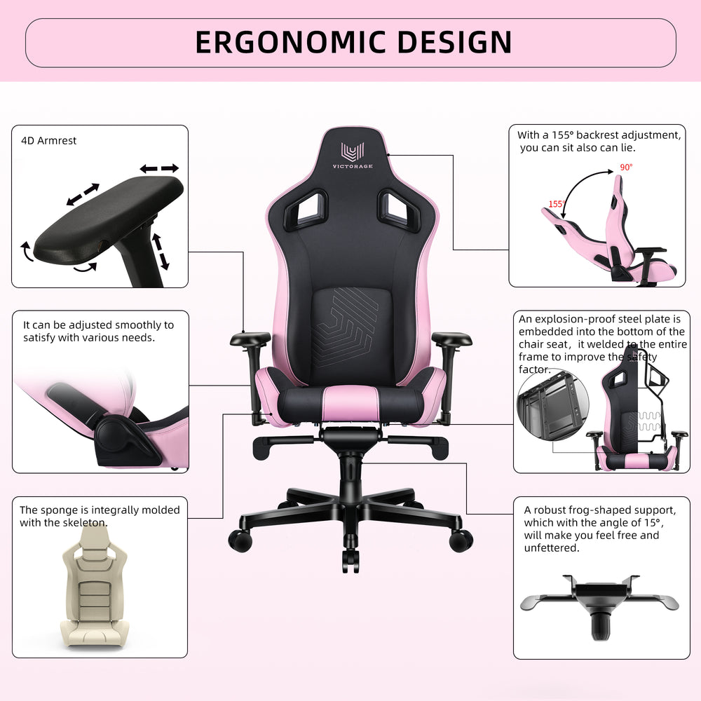 VICTORAGE Delta Series Microfiber Fabric Softer Office Chair Home Seat(Pink)