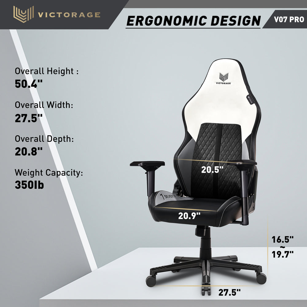 VICTORAGE  PU Leather Home Seat Gaming Chair 4D armrest(White)