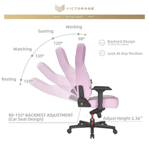VICTORAGE PU Leather Computer Gaming Chair Home Seat(Pink)