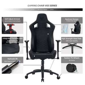 VICTORAGE PU Leather Luxury Office Chair Home Chair(Black+Carbon)
