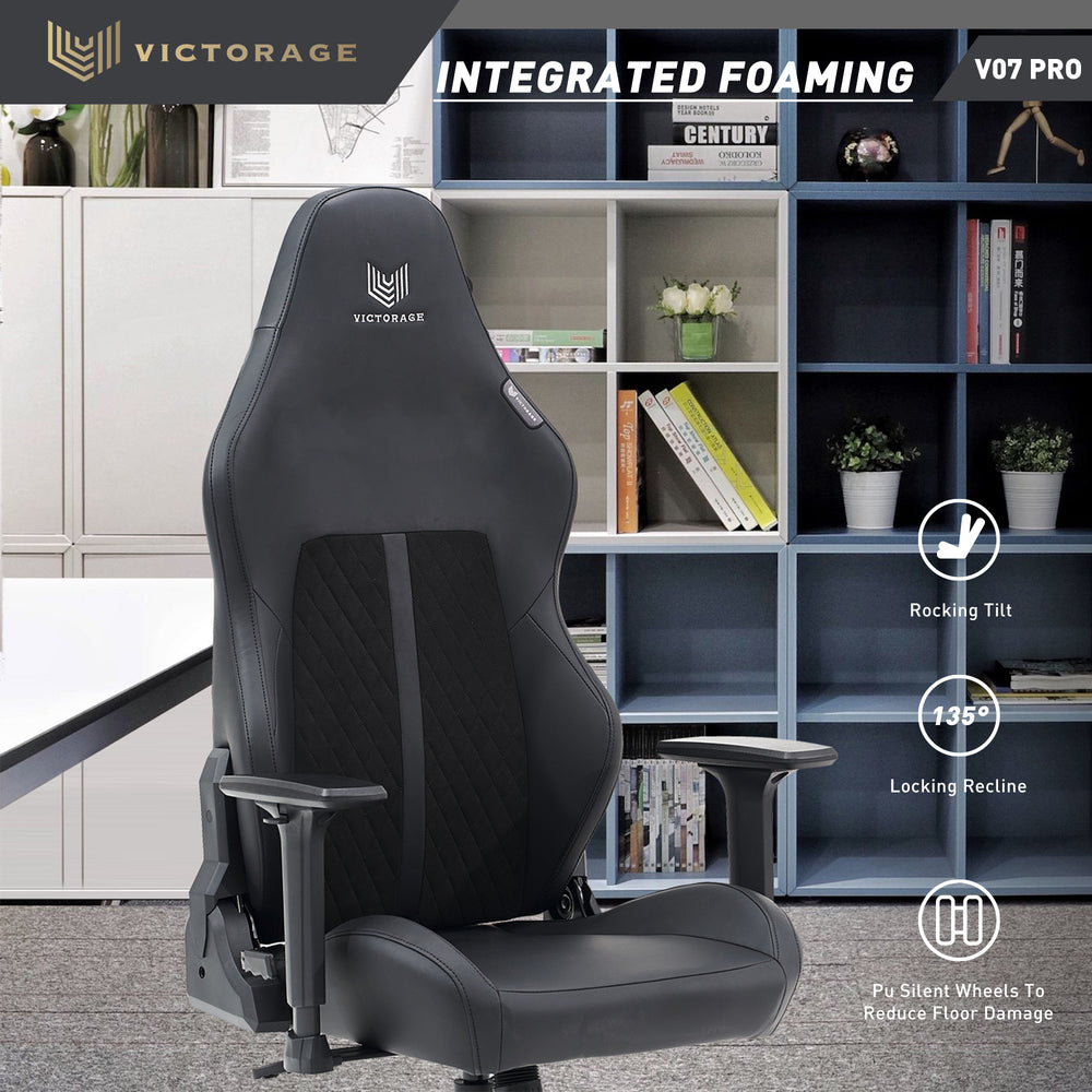 VICTORAGE  PU Leather Home Seat Gaming Chair 4D armrest(Black)