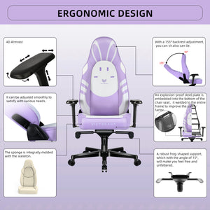 VICTORAGE Premium PU Leather Computer Gaming Chair Home Chair (Purple bunny)
