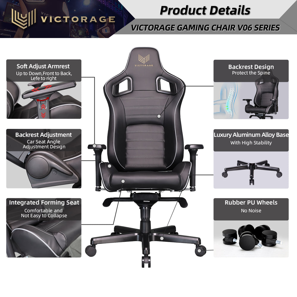
            
                Load image into Gallery viewer, VICTORAGE Bravo Series PU Leather Luxury Office Chair Home Chair(carbon)
            
        