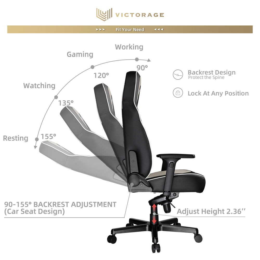 
            
                Load image into Gallery viewer, VICTORAGE  PU Leather Home Seat Office Chair(Grey)
            
        
